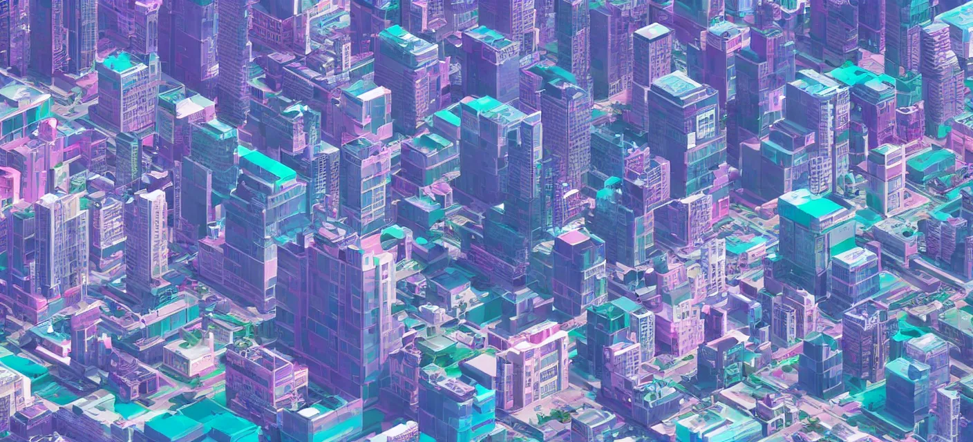 Image similar to vaporwave videogame city wallpaper, deskmat. io, low poly, large,
