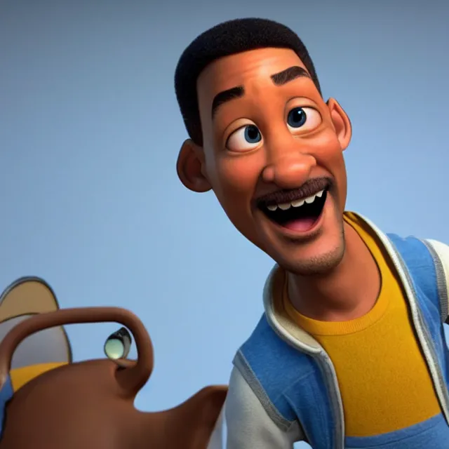 Prompt: will smith as a pixar disney character from up 2 0 0 9 unreal engine octane render 3 d render photorealistic