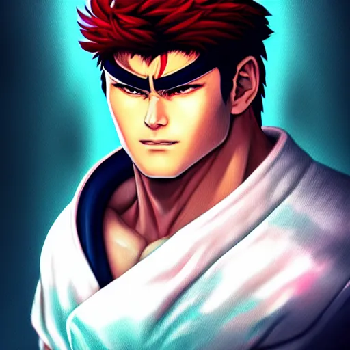 Image similar to a portrait of ryu from street fighter 2, art by lois van baarle and loish and ross tran and rossdraws and sam yang and samdoesarts and artgerm, digital art, highly detailed, intricate, sharp focus, trending on artstation hq, deviantart, unreal engine 5, 4 k uhd image