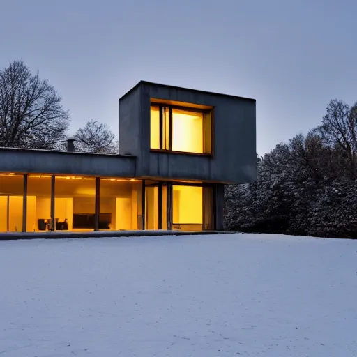 Image similar to brutalist modern house in winter