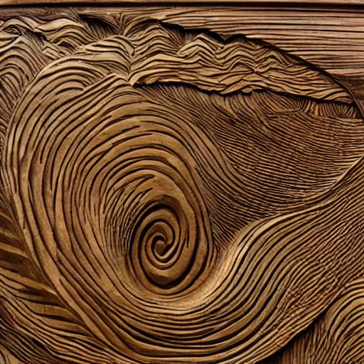 Image similar to Woodcarving of beautiful giant waves texture