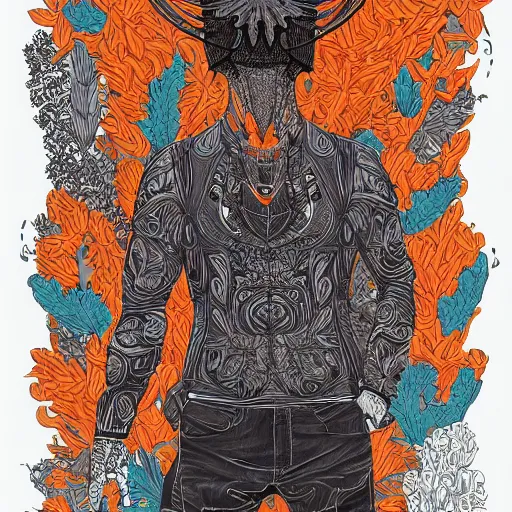 Prompt: a handsome beautiful man made up of carrots, an ultrafine detailed illustration by james jean, intricate linework, bright colors, final fantasy, behance contest winner, vanitas, angular, altermodern, unreal engine 5 highly rendered, global illumination, radiant light, detailed and intricate environment