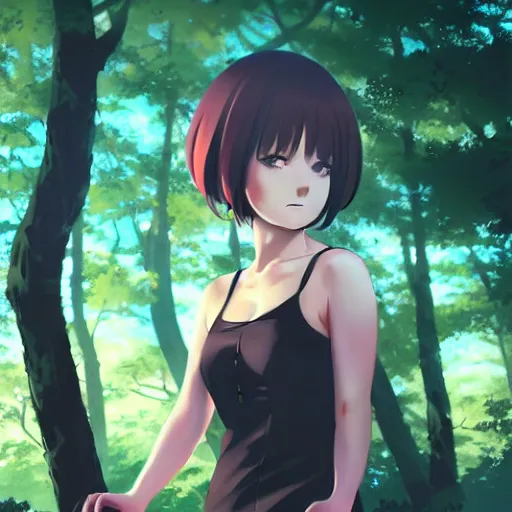 Prompt: realistic render of sally from bofuri : i don't want to get hurt, so i'll max out my defense by ross draws, forest background by ilya kuvshinov, digital anime art by ross tran, composition by sana takeda, lighting by greg rutkowski