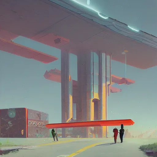 Image similar to thor the god of thunder landing on the ground simon stalenhag