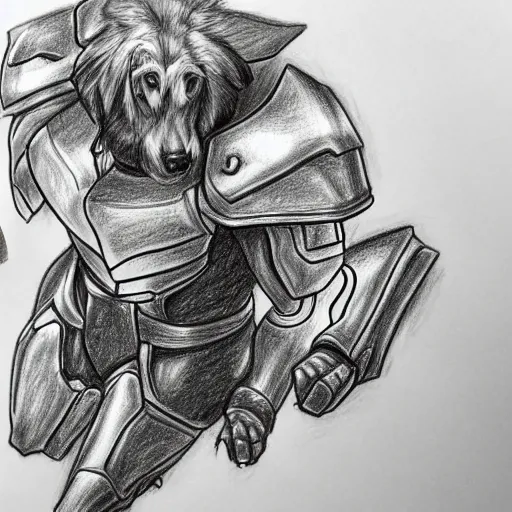 Prompt: highly detailed drawing of reinhardt with a dog, hyperrealistic, photorealistic, artstyle, highly detailed, sharp