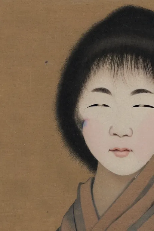 Prompt: native japanese woman with partially masked face, painted by wang neng jun