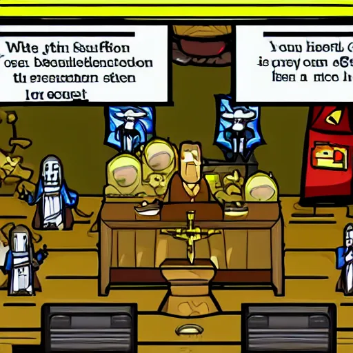 Prompt: the church of scientology newgrounds flash game