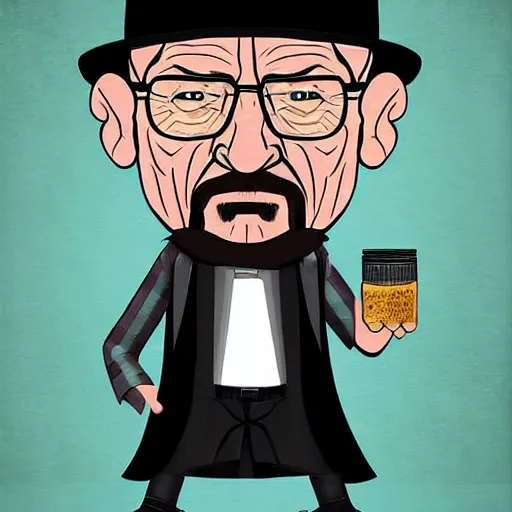 Image similar to Walter White with pork pie black hat, accurate anatomy, highly detailed, digital art, centered, portrait