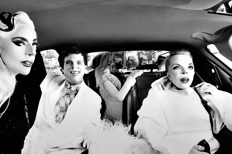 Image similar to lady gaga and judy garland carpool karaoke