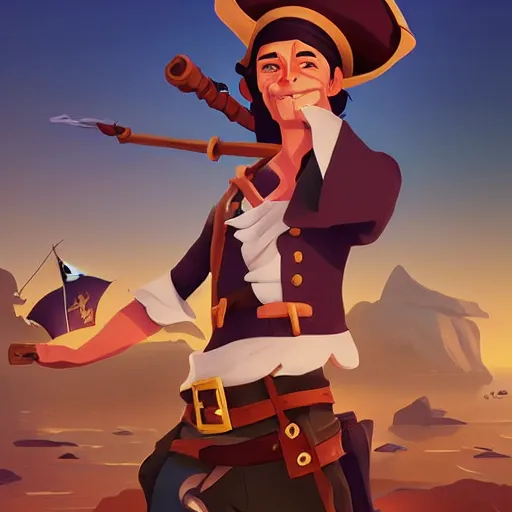 Image similar to painting jack the pirate on sea of thieves game avatar hero smooth face median photoshop filter cutout vector behance hd by jesper ejsing, by rhads, makoto shinkai and lois van baarle, ilya kuvshinov, rossdraws, illustration, art by ilya kuvshinov and gustav klimt