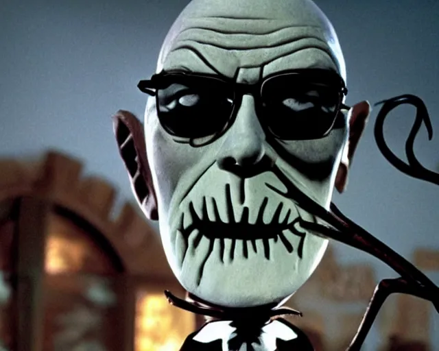 Image similar to walter white in a nightmare before christmas, movie still