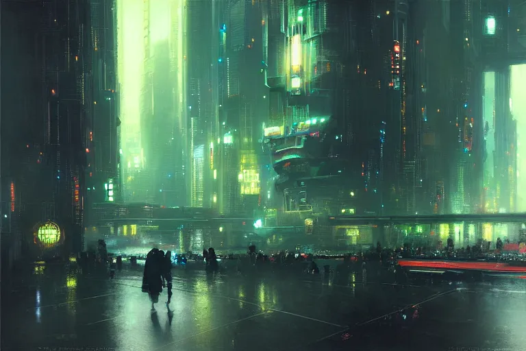 Prompt: a scifi illustration, Night City on Coruscant by ruan jia