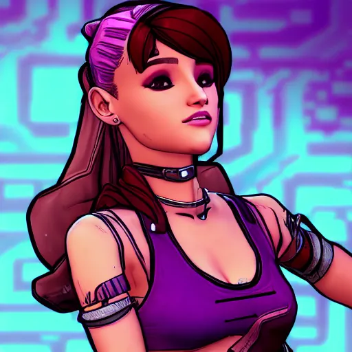 Prompt: ariana grande portrait, borderlands, tales from the borderlands, the wolf among us, comic, cinematic lighting, studio quality, 8 k