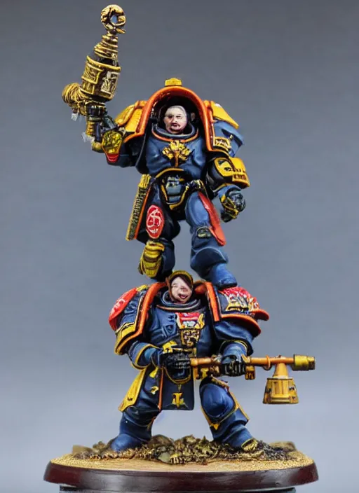 Image similar to 8 0 mm resin detailed miniature of a drunk warhammer 4 0 k space marine holding a beer cannon, product introduction photos, 4 k, full body,