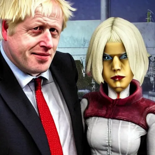 Image similar to Boris Johnson as a character in Borderlands, high detail