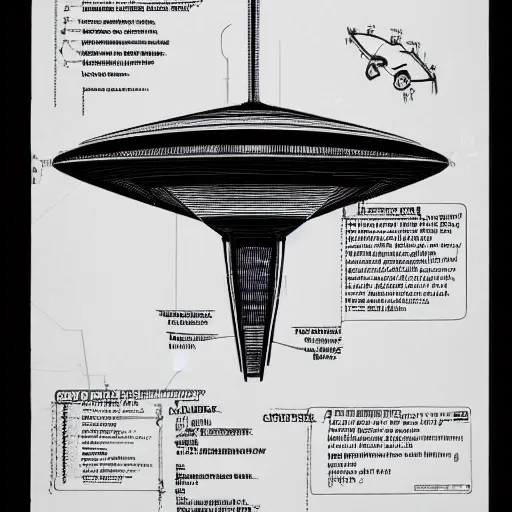 Image similar to a blueprint for an alien spaceship