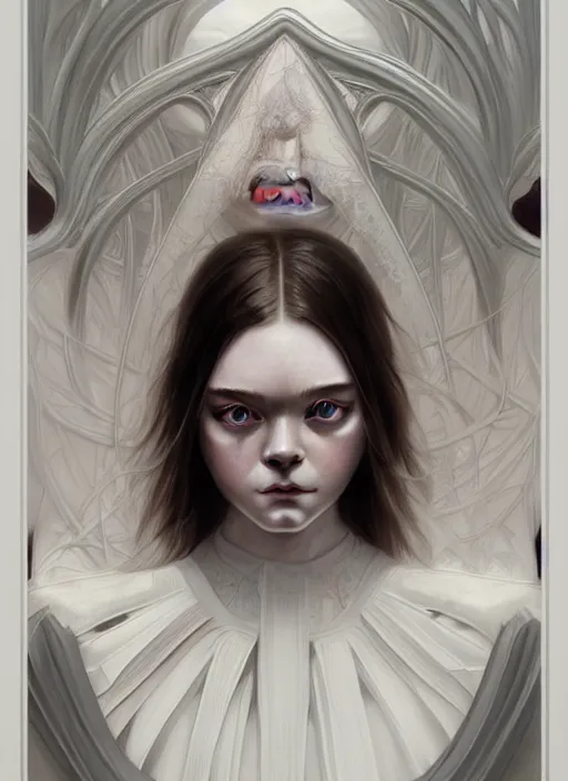 Prompt: symmetry!! portrait of elle fanning, astrid frisbey, horror, fashion, dark!! intricate, elegant, highly detailed, digital painting, artstation, concept art, smooth, sharp focus, illustration, art by artgerm and greg rutkowski and alphonse mucha