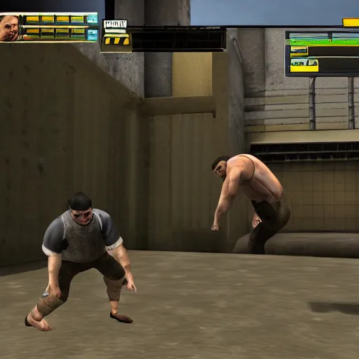 Image similar to man wrestling with eel, counter strike screenshot