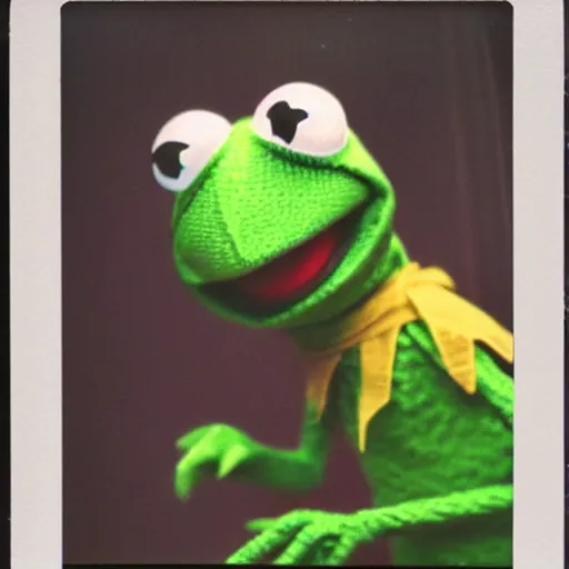Prompt: polaroid shot of kermit the frog in the movie the mechanic