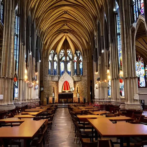 Prompt: mcdonalds inside of a gothic church