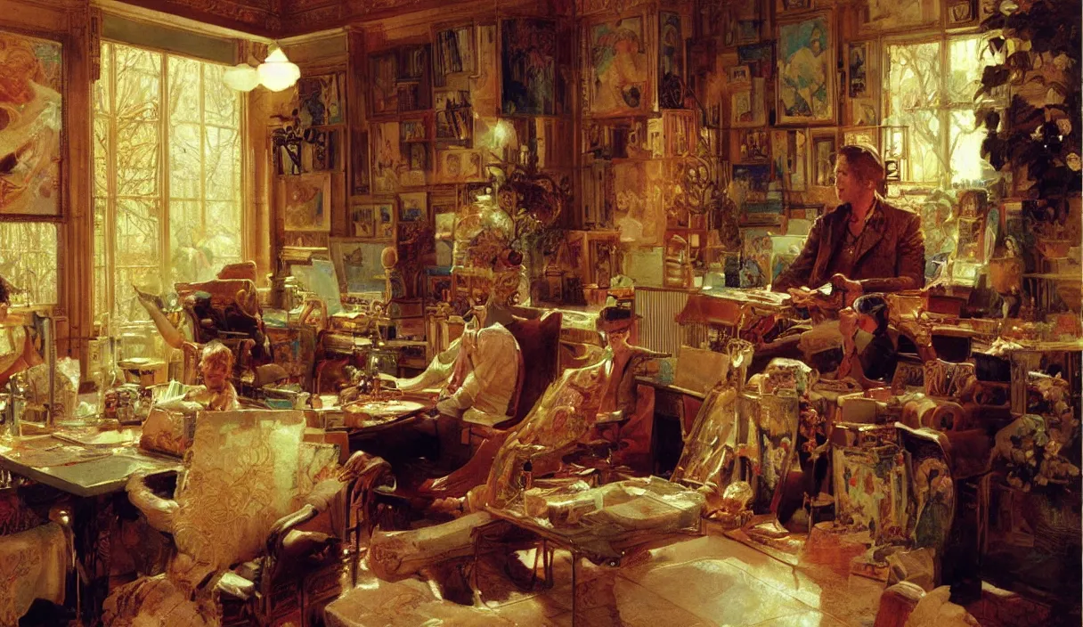 Image similar to ! dream a 7 0 s prisunic catalog with the indoor office of severance series ( 2 0 2 2 ), painting by gaston bussiere, craig mullins, j. c. leyendecker, in color