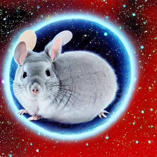 Image similar to chinchilla floating in galaxy