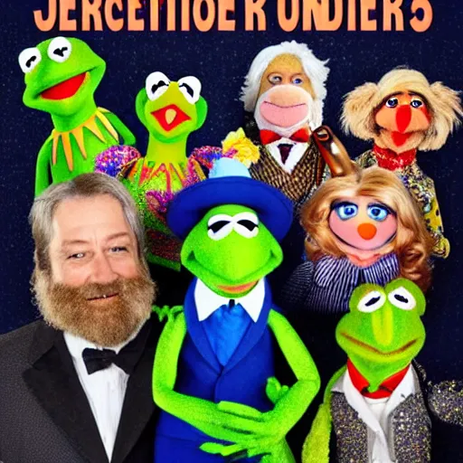 Prompt: a concert poster for the muppets in the style of jefferson airport