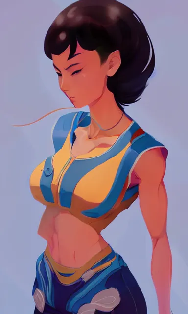 Prompt: young female character inspired by chun li and garnett, digital art made by makoto shinkai, lois van baarle and jakub rebelka, highly detailed, symmetrical, extremely coherent, anatomically perfect