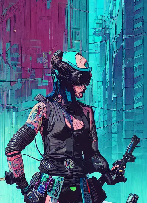 Prompt: cyberpunk jujitsu assassin by josan gonzalez splash art graphic design color splash high contrasting art, fantasy, highly detailed, art by greg rutkowski
