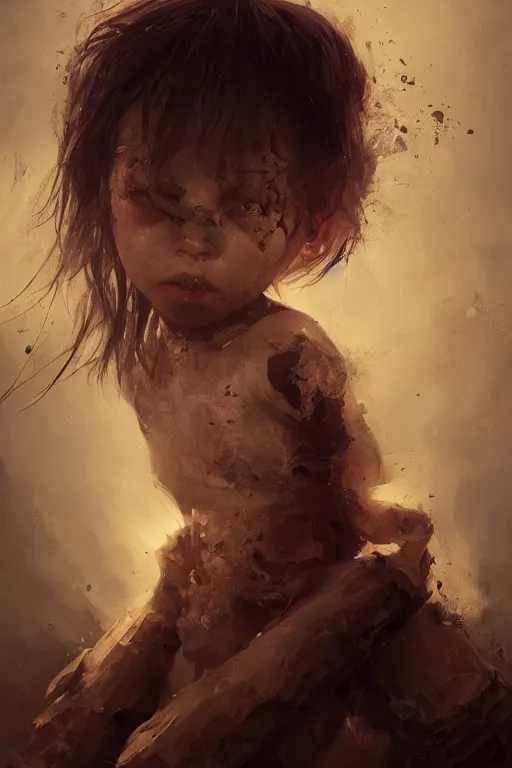 Image similar to a fancy portrait of a scary child by Greg Rutkowski, Sung Choi, Mitchell Mohrhauser, Maciej Kuciara, Johnson Ting, Maxim Verehin, Peter Konig, final fantasy , mythical, 8k photorealistic, cinematic lighting, HD, high details, atmospheric,