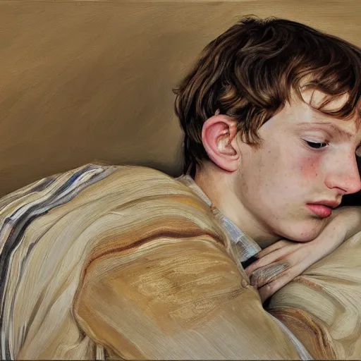 Image similar to high quality high detail painting by lucian freud, hd, myrcella baratheon