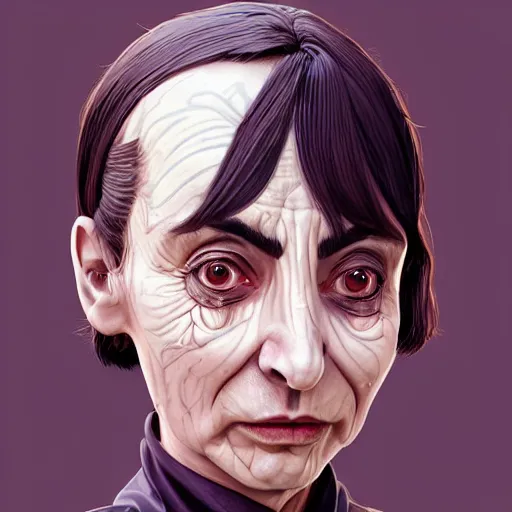 Prompt: mr. bean female, jedi master, wearing the traditional jedi robe, beautiful and uniquely odd looking, detailed symmetrical close up portrait, intricate complexity, in the style of artgerm and ilya kuvshinov, magic the gathering, star wars art