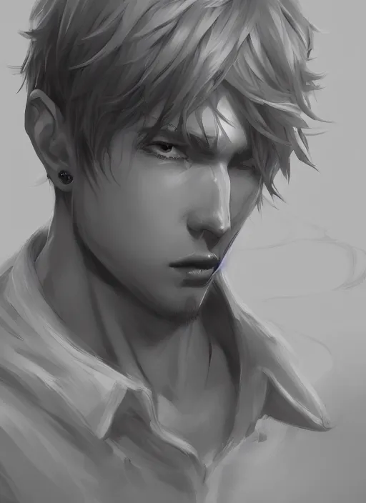 Prompt: detailed beautiful male character art, concept art, depth of field, on amino, by sakimichan patreon, wlop, weibo, byc. net, byc high quality art on artstation.