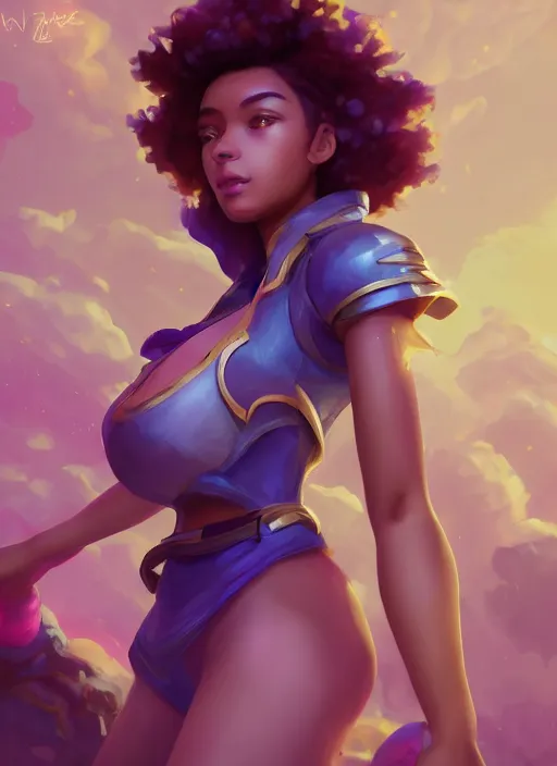 Image similar to taliyah zenra, from league of legends, au naturel, pawg, hyper detailed, digital art, low angle, trending in artstation, cinematic lighting, studio quality smooth render, unreal engine 5 rendered, octane rendered, art style by kristen liu - wong and natalie krim andlera balashova and wlop and samantha mandala