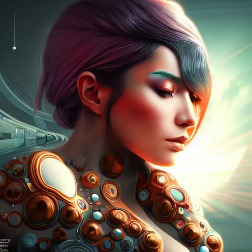 Image similar to beautiful scientist, sci - fi, utopian splash art, art by artgerm, intricately detailed, highly detailed, trending on artstation, 4 k, wallpaper - 1 0 2 4