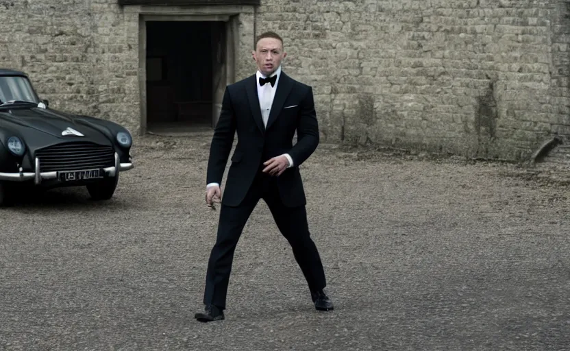 Prompt: film still of Tom Hardy as James Bond in Skyfall, 8k,