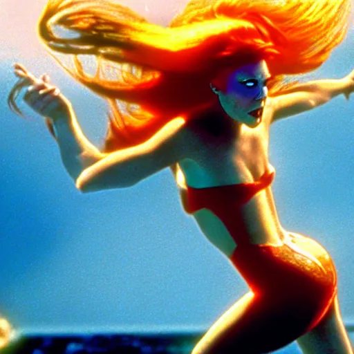 Image similar to A still of Ariel from the Little Mermaid in the Fifth Element (1997), directed by Luc Besson 4k