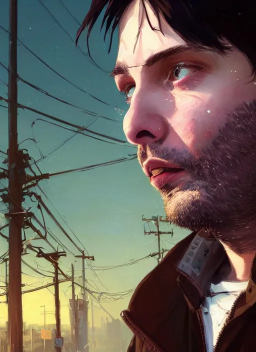 Image similar to Highly detailed portrait of homeless Martin Shkreli, in GTA V, Stephen Bliss, unreal engine, fantasy art by Greg Rutkowski, Loish, Rhads, ferdinand knab, Makoto Shinkai and Lois van baarle, ilya kuvshinov, rossdraws, Tom Bagshaw, global illumination, radiant light, detailed and intricate environment