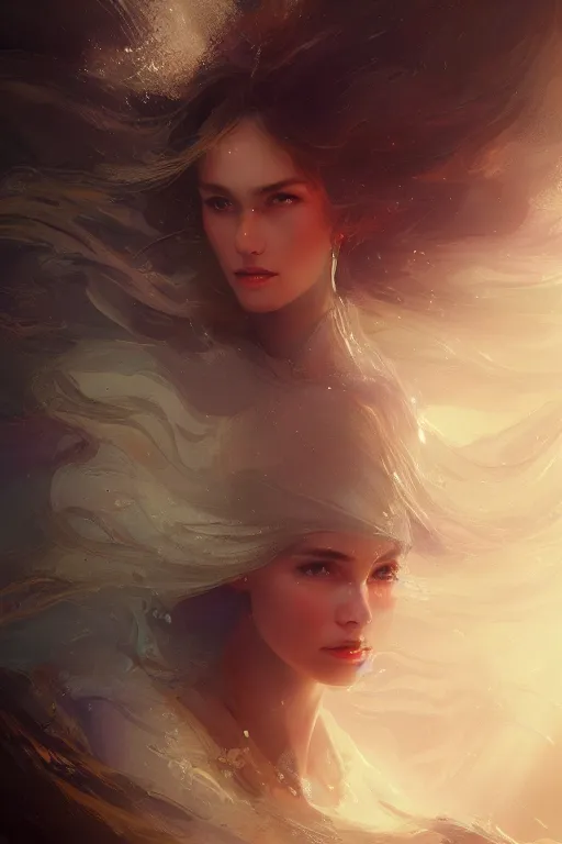 Image similar to Atlantis princess, gorgeous, close-up portrait, intricate, elegant, volumetric lighting, scenery, digital painting, highly detailed, artstation, sharp focus, illustration, concept art, ruan jia, steve mccurry