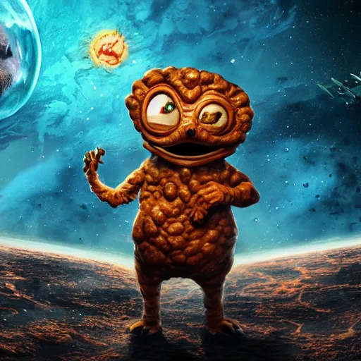 Image similar to eldritch horror bloody garfield in space, hd, 8 k, giant, epic, realistic photo, unreal engine, stars, prophecy, powerful, cinematic lighting, destroyed planet, debris, violent, sinister, ray tracing, dynamic, print, epic composition, dark, horrific, teeth, grotesque, scary, monochrome drawing