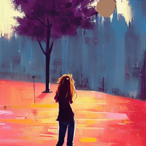 Image similar to a teenage girl and a teenage boy and a cat, art by Alena Aenami