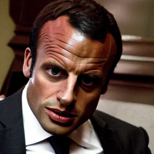 Prompt: African Emmanuel Macron living in the Sahara in American Psycho (1999)