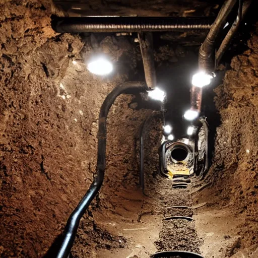 Image similar to underground mine with rusty pipes