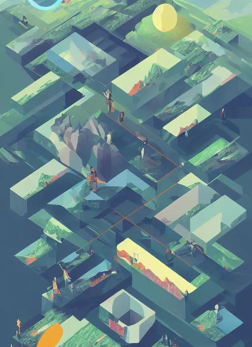 Prompt: axonometric isometric climate change infographic by makoto shinkai, ilya kuvshinov, lois van baarle, rossdraws, basquiat | maximalism, trending on artstation | complimentary color scheme