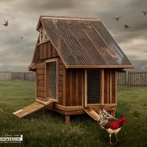 Image similar to a chicken coop built by a witch, realistic, 8 k, extremely detailed, cgi, trending on artstation, hyper - realistic render, by greg rutkowski