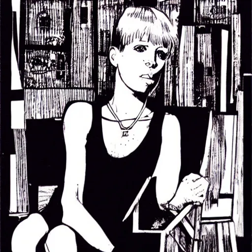 Image similar to kathy acker, portrait, by guido crepax