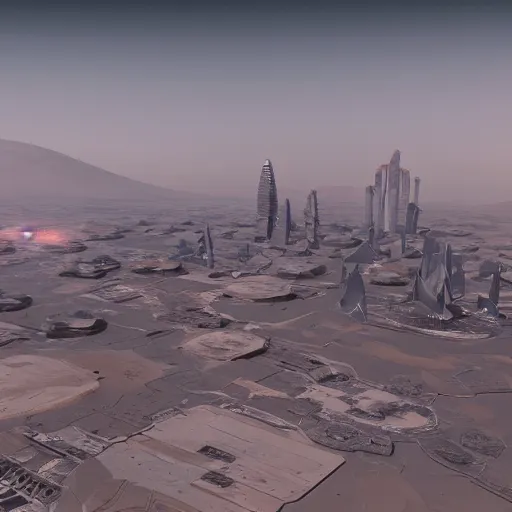 Image similar to futuristic city in the mars design by norman foster unreal engine 8k