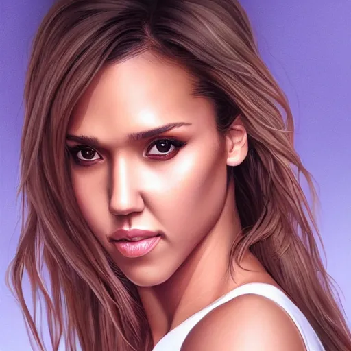 Prompt: ' a portrait of a jessica alba by artgerm'