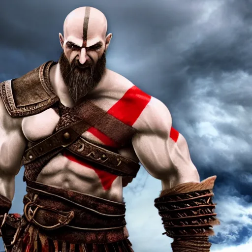 Prompt: Kratos from god of war on the Elen show