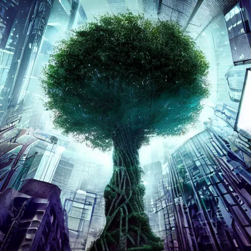 Prompt: a { { { { cyberpunk } } } } tree